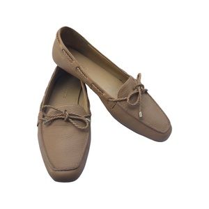 Talbots Leather Loafer with Braided Tie Trim Tan Size 8.5 Excellent Condition